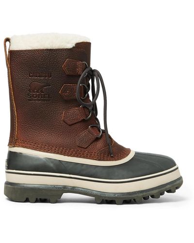 Sorel Caribou Faux Shearling-trimmed Waterproof Leather And Rubber Snow Boots - Brown