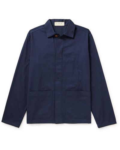 SMR Days Arpoador Printed Linen Shirt Jacket - Blue