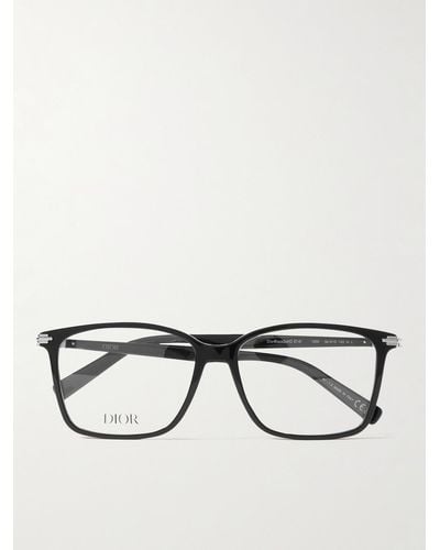 Dior DiorBlackSuit S14l Brille mit eckigem Rahmen aus Azetat und silberfarbenen Details - Schwarz