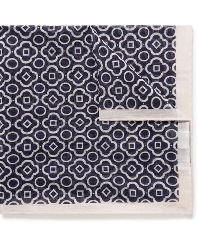 Anderson & Sheppard Printed Cotton-voile Pocket Square - Blue