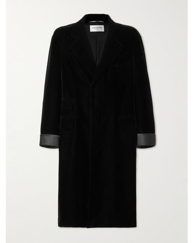 Saint Laurent Manteau Oversized Satin-trimmed Velvet Coat - Black