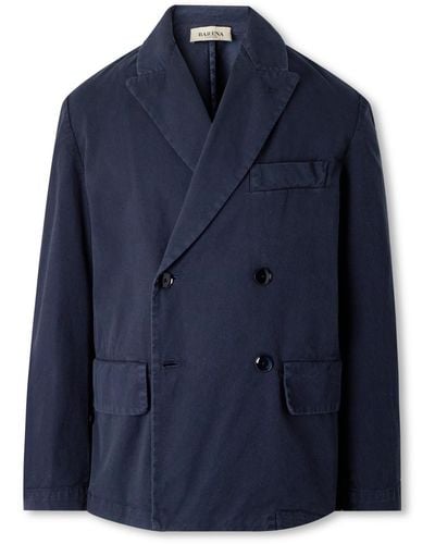 Barena Brawler Oversized Double-breasted Cotton-blend Whipcord Suit Jacket - Blue