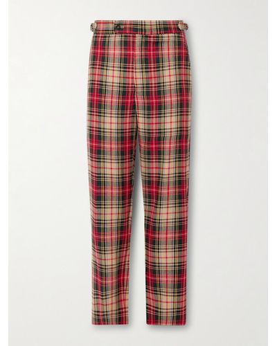 Bode Truro Straight-leg Checked Woven Trousers - Red