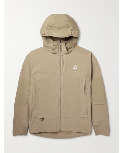 Nike Acg Sun Farer Logo-embroidered Stretch-shell Hooded Zip-up Jacket - Natural