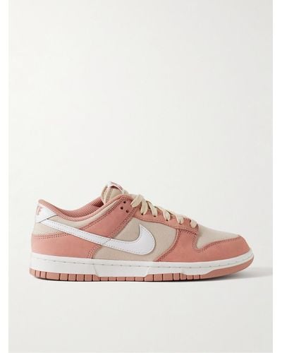 Nike Dunk Low Retro Prm Leather-trimmed Suede And Twill Trainers - Pink