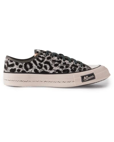 Visvim Skagway Leather-trimmed Leopard-print Corduroy Sneakers - Black