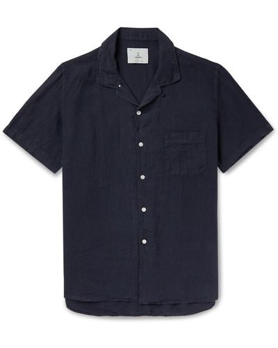 La Paz Silveira Convertible-collar Linen Shirt - Blue
