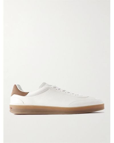 Loro Piana Tennis Walk Suede-trimmed Leather Trainers - White
