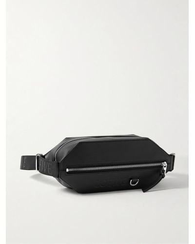 Loewe Logo-debossed Leather Belt Bag - Black