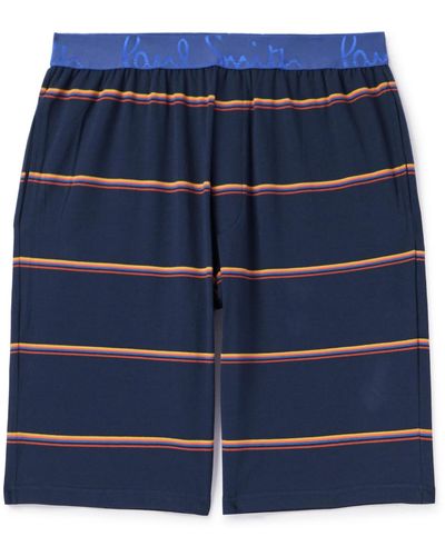 Paul Smith Striped Stretch-cotton Jersey Pajama Shorts - Blue