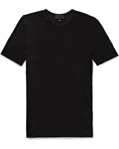 Nili Lotan Griffen Slim-fit Ribbed Silk T-shirt - Black