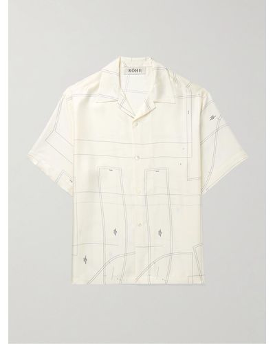 Rohe Camp-collar Printed Silk-twill Shirt - Natural