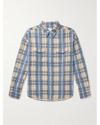 Visvim Pioneer Checked Brushed Cotton-flannel Shirt - Blue