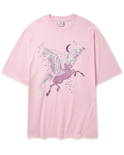 Vetements Flying Unicorn Oversized Printed Cotton-jersey T-shirt - Pink