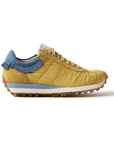 Visvim Walpi Fringed Leather-trimmed Suede And Shell Sneakers - Blue