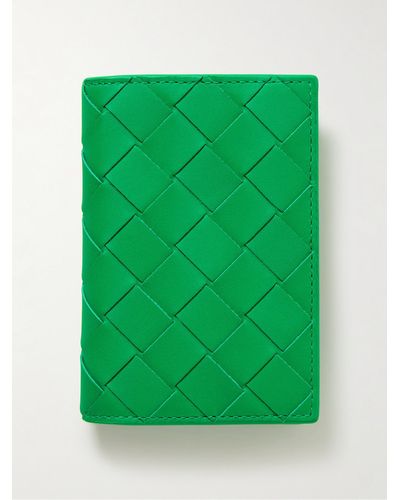 Bottega Veneta Aufklappbares Kartenetui aus Intrecciato-Leder - Grün