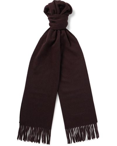 Tom Ford Logo-embroidered Fringed Cashmere Scarf - Blue