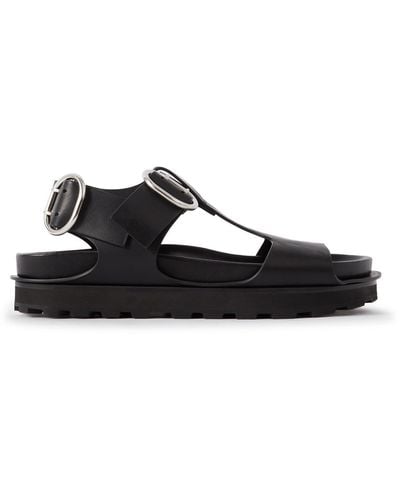 Jil Sander Buckled Leather Sandals - Black