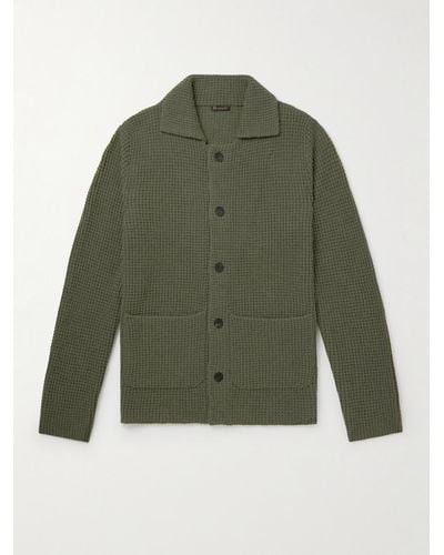 Rubinacci Honeycomb-knit Cashmere Cardigan - Green