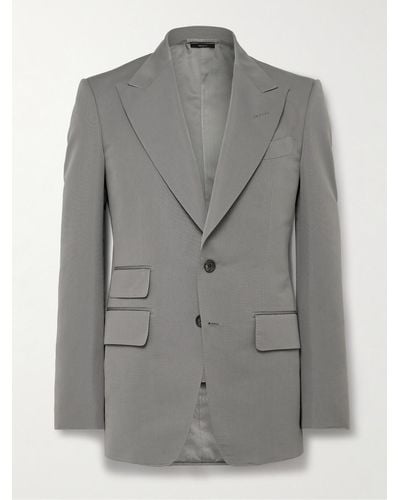 Tom Ford Shelton Slim-fit Cotton And Silk-blend Poplin Suit Jacket - Grey