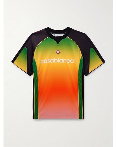 Casablancabrand T-shirt slim-fit in mesh dégradé con logo e applicazione - Multicolore