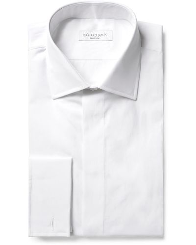 Richard James White Slim-fit Double-cuff Cotton-poplin Shirt