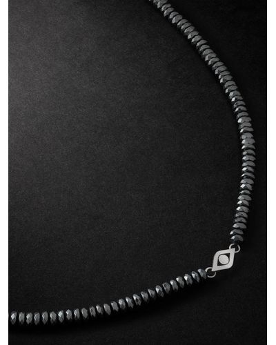 Sydney Evan White Gold Hematite Beaded Necklace - Black