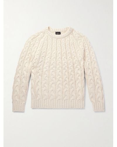 Brioni Schmal geschnittener Pullover aus Baumwolle in Zopfstrick - Natur
