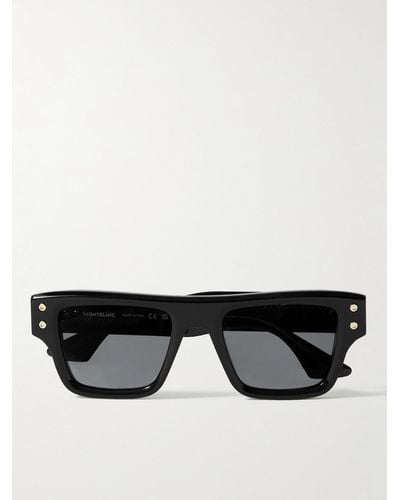 Montblanc Sonnenbrille mit eckigem Rahmen aus Azetat - Schwarz
