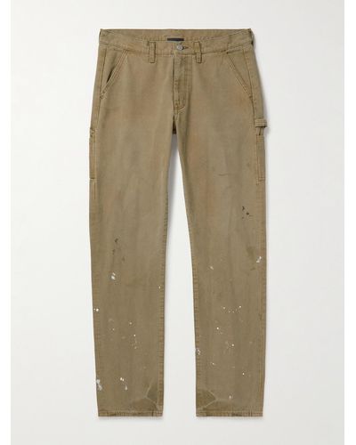 John Elliott Straight-leg Paint-splattered Cotton-canvas Trousers - Natural