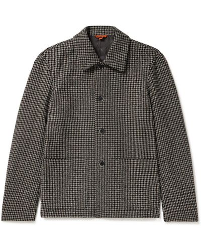 Barena Sabion Houndstooth Wool-blend Shirt Jacket - Gray