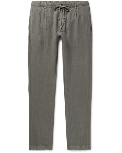 Hartford Tanker Slim-fit Straight-leg Linen Drawstring Pants - Gray