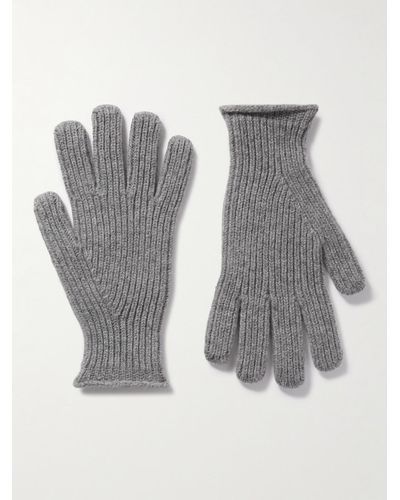 MR P. Handschuhe aus Wolle in Rippstrick - Grau