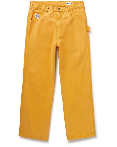 Bode Knolly Brook Straight-leg Cotton-twill Pants - Yellow