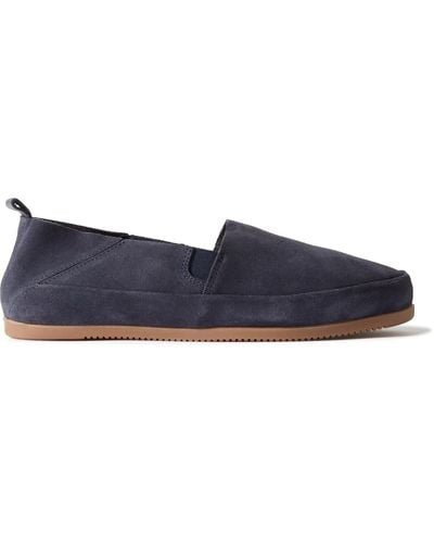 Mulo Collapsible-heel Suede Loafers - Blue