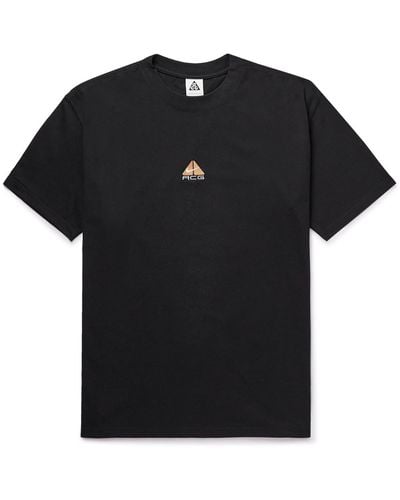 Nike Acg Logo-embroidered Jersey T-shirt - Black