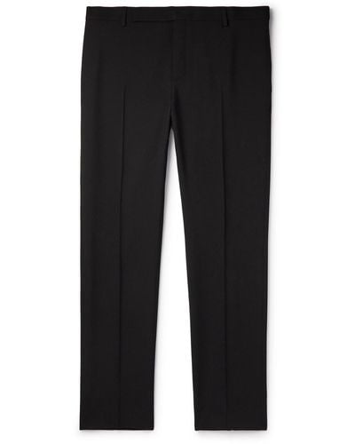 Saint Laurent Straight-leg Pleated Wool-gabardine Pants - Black