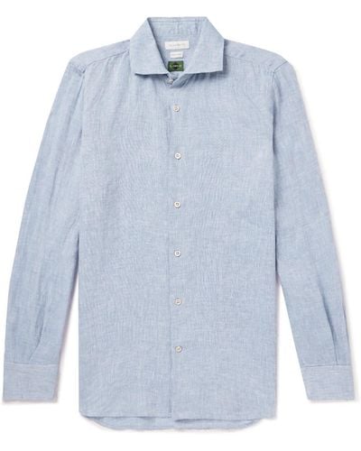 Incotex Slim-fit Linen Shirt - Blue