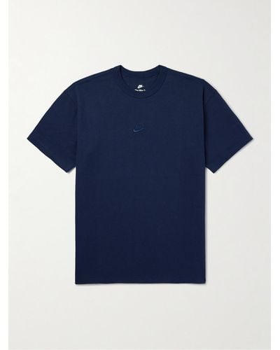 Nike Premium Essentials T-Shirt aus Baumwoll-Jersey mit Logostickerei - Blau