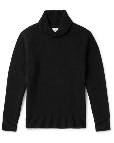 MR P. Slim-fit Shawl-collar Wool Sweater - Black