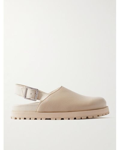 VINNY'S Shearling-lined Leather Sandals - Natural