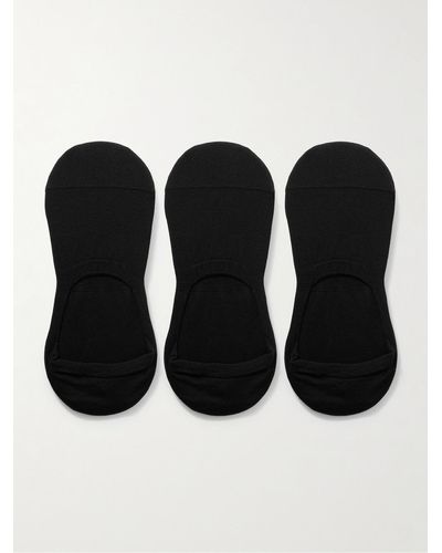 MR P. Three-pack No-show Cotton-blend Socks - Black