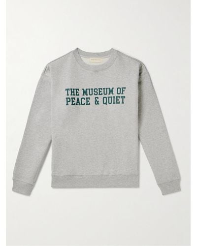 Museum of Peace & Quiet Campus Logo-print Cotton-jersey Sweatshirt - Grey