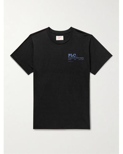Pasadena Leisure Club Company Logo-print Garment-dyed Combed Cotton-jersey T-shirt - Black