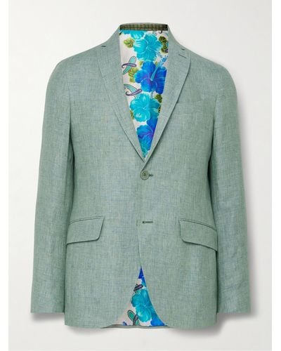 Etro Linen Suit Jacket - Blue