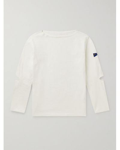 Kapital Logo-appliquéd Cut-out Printed Cotton-jersey T-shirt - Natural