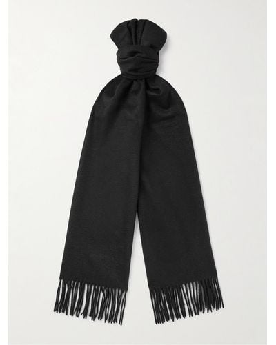 Tom Ford Day Fringed Logo-embroidered Cashmere Scarf - Blue