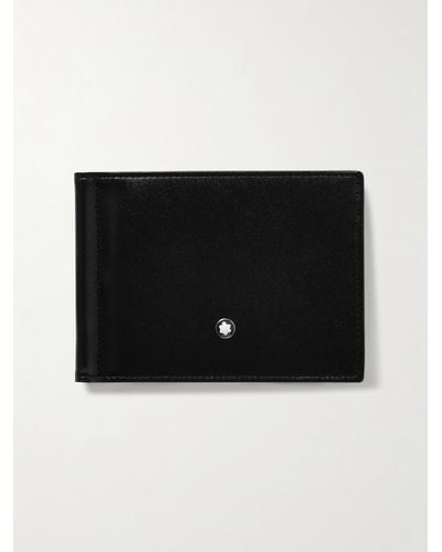 Montblanc Meisterstück aufklappbares Portemonnaie aus vollnarbigem Leder mit Geldklammer - Schwarz