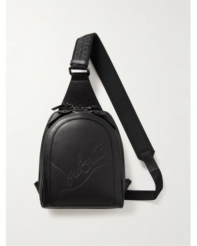 Christian Louboutin Loubifunk Logo-debossed Mesh-trimmed Leather Backpack - Black