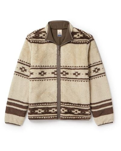 Faherty Reversible Shell And Printed Recycled-fleece Jacket - Natural